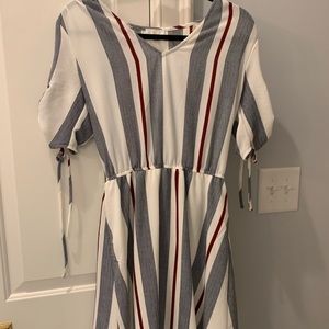 Striped mid sleeve dress